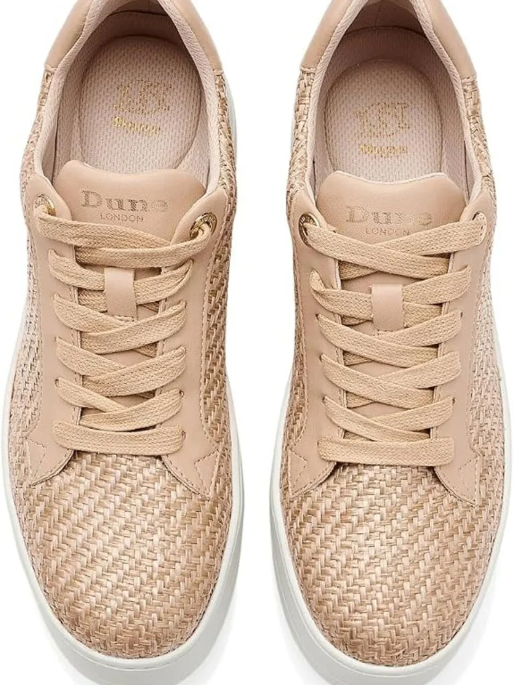 Dune London Episode Natural Beige Raffia Faux Leather Comfort sneakers, 38 (8)
